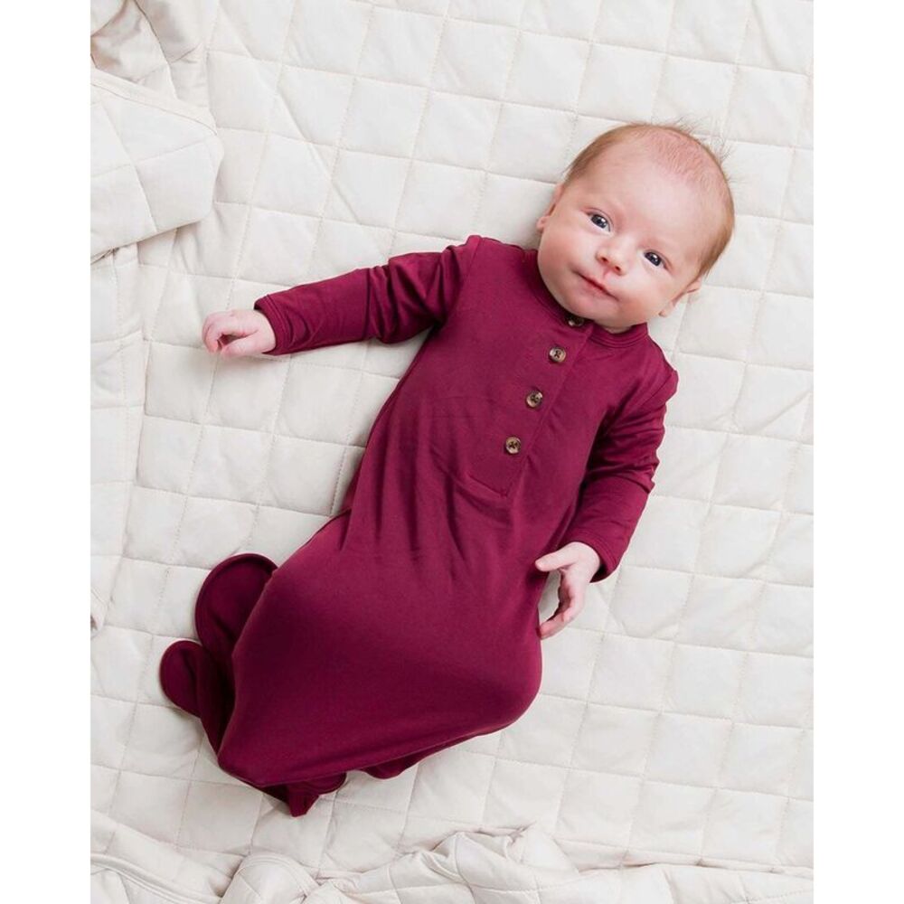 Bums & Roses Berry Dramatic Knotted Gown, Multicolor